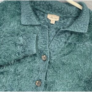 Willow & Root Women's Crop Button Up Sweater Sz Small L/S Collared‎ Fuzzy Thick